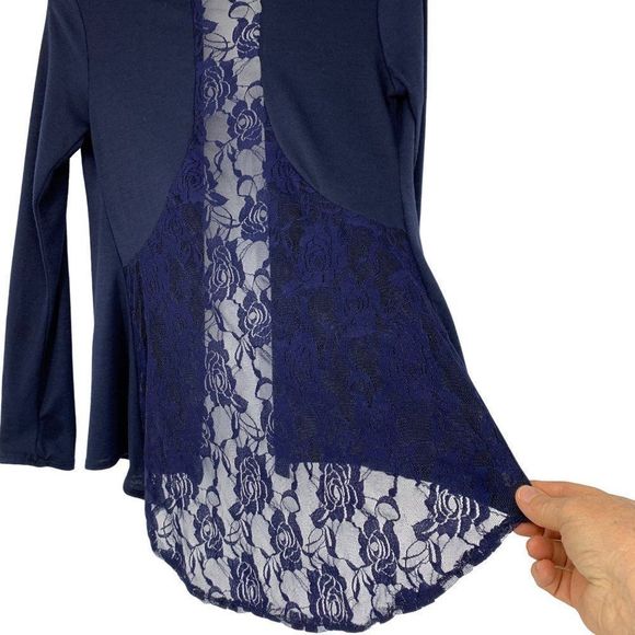 Womens Small Dynamite Lace Back Cardigan Open Front Sweater Long Sleeve - Picture 5 of 6